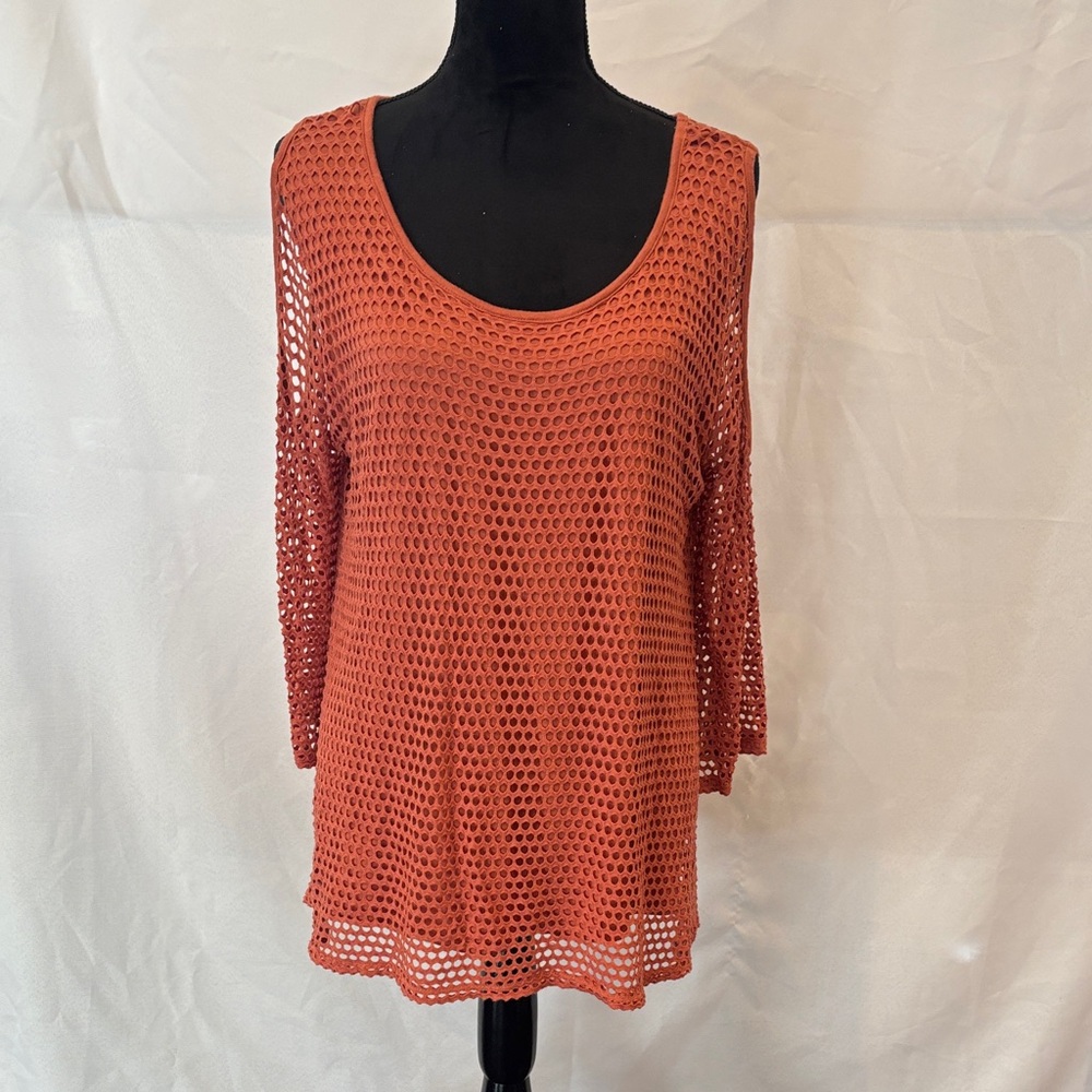 Elegant Terracotta Knit Blouse